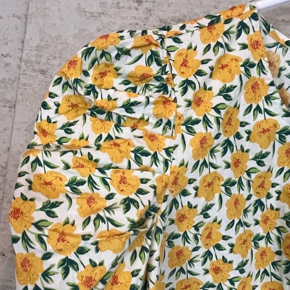TCEC Floral Print Puff Shoulder Blouse Sz L Summer Cottagecore Vacation Boho - Picture 5 of 16